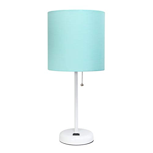 Limelights LT2024-GRY Stick Charging Outlet Table Lamp, 19.29, Brushed Steel Base/Gray Shade