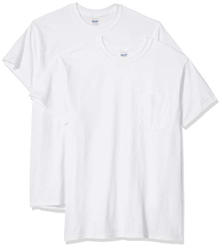 Gildan mens Ultra Cotton Adult T-shirt With Pocket, 2-pack