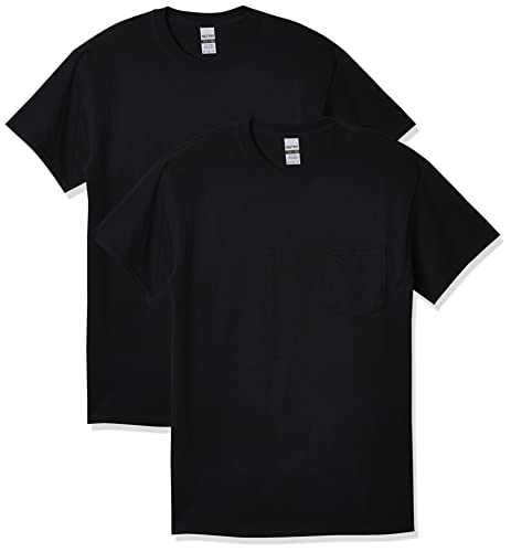 Gildan mens Ultra Cotton Adult T-shirt With Pocket, 2-pack