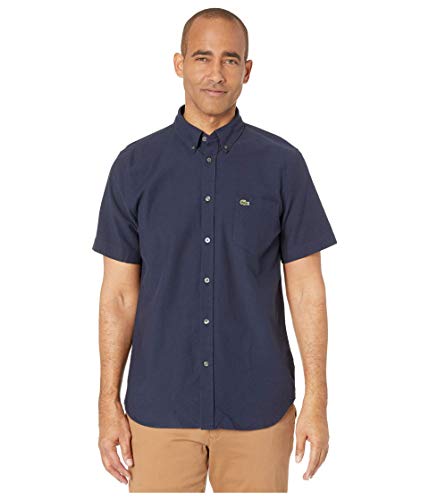 Mens Short Sleeve Oxford Button Down Collar Regular Fit Woven Button Down Shirt