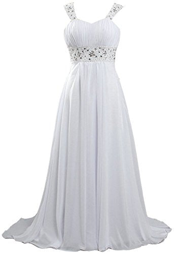 Women's Lace Chiffon Beach Wedding Dresses for Bride 2022 with Sleeves Long Bridal Gown