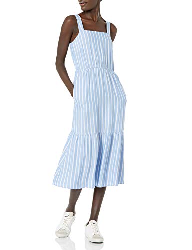 Women's Fluid Twill Tiered Midi Summer Dress