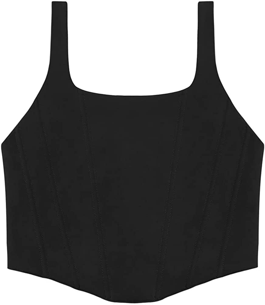 Women's Summer Sexy Square Neck Sleeveless Bustier Corset Crop Tank Tops