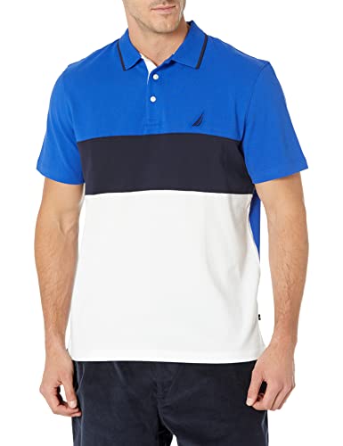 Men's Short Sleeve 100% Cotton Pique Color Block Polo Shirt