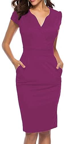 Women's Business Retro Cocktail Pencil Wear to Work Office Casual Dress