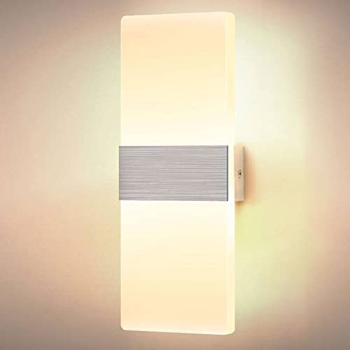 Lightess Modern Wall Sconce Dimmable 12W, Up Down Wall Lights Acrylic LED Wall Lamp for Hallway Bedroom Corridor, Cool White, HS521-1