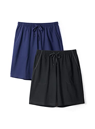 Men's 2 Pack Soft Cotton Sleep Shorts for men Lounge Pants Wear Pajama Bottoms with Pockets