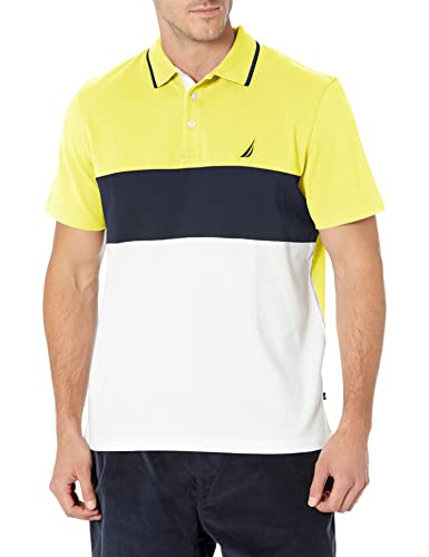 Men's Short Sleeve 100% Cotton Pique Color Block Polo Shirt