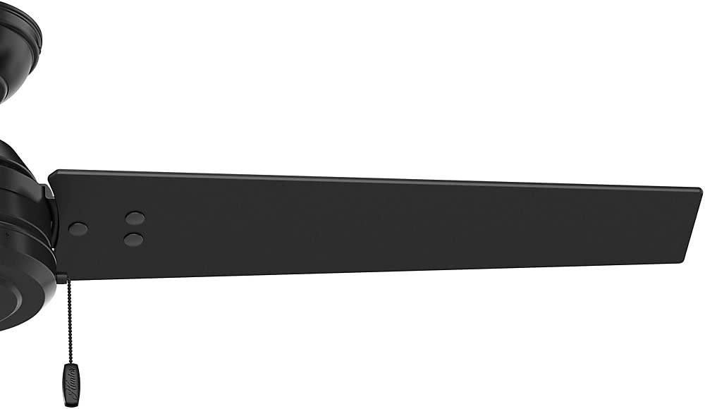 Hunter Cassius Indoor / Outdoor Ceiling Fan with Pull Chain Control, 52", Matte Black
