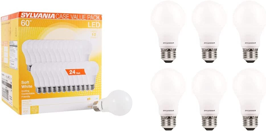 LED A19 Light Bulb, 60W Equivalent, Efficient 8.5W, 10 Year, 2700K, 800 Lumens, Frosted, Soft White - 24 Pack (74765)