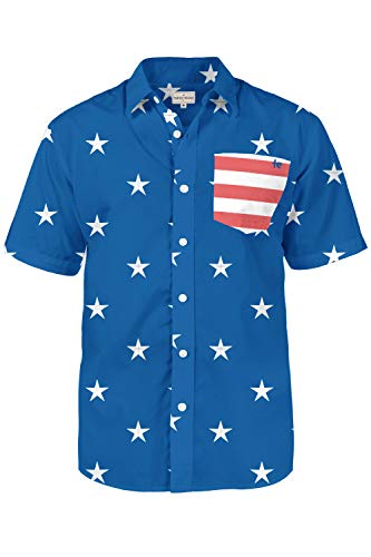 Patriotic Shirts for Men - 4th of July Men’s Short Sleeve Button Down Shirts