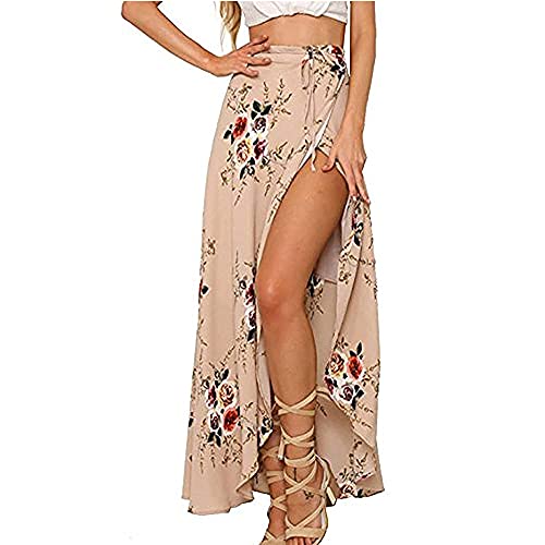 ForeMode Women Boho Print High Waist Side Wrap Bohemian Asymmetric Hem Maxi Long Skirt One Size