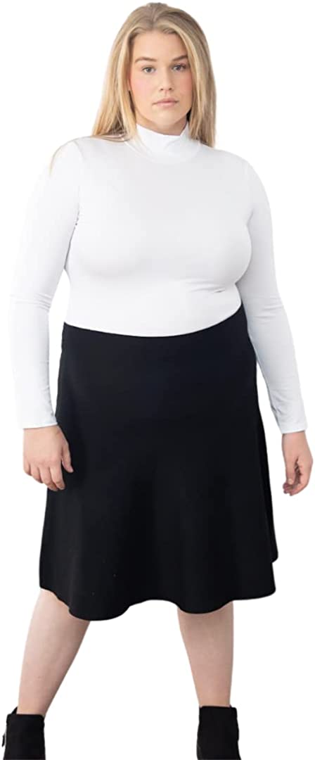 Womens Plus Size Comfortable Stretch Long Skirt-Modest No Waistband Year Round Skirts for Women - Knee Length
