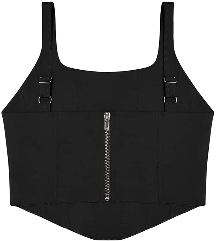 Women's Summer Sexy Square Neck Sleeveless Bustier Corset Crop Tank Tops