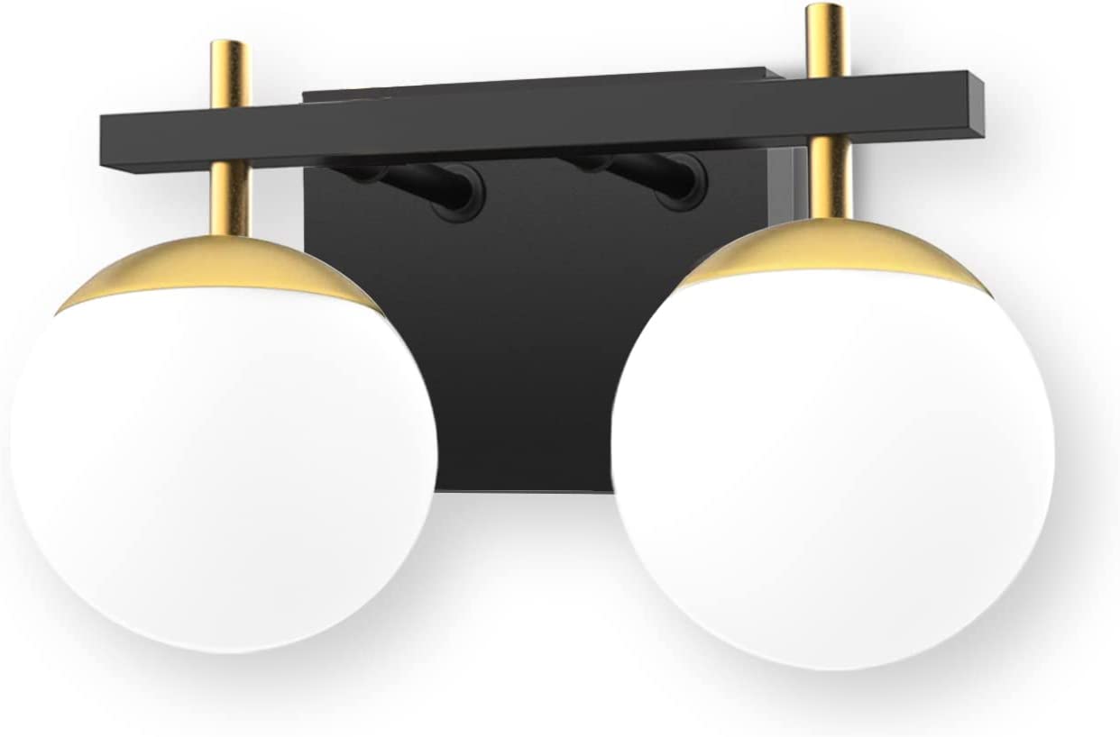 Bathroom Vanity Light, 3-Light Bathroom Light Fixtures, Mid Century Modern Sconces Wall Lights, Milky Glass Ball Wall Lighting for Bathroom, Vanity (Bulb Not Included)