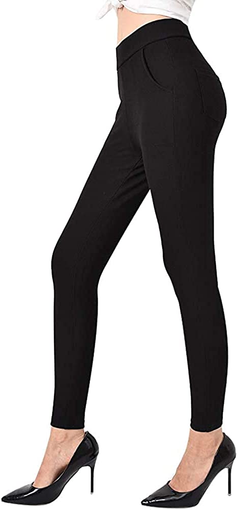 Dress Pants for Women Business Casual Stretch Pull On Work Office Dressy Leggings Skinny Trousers with Pockets