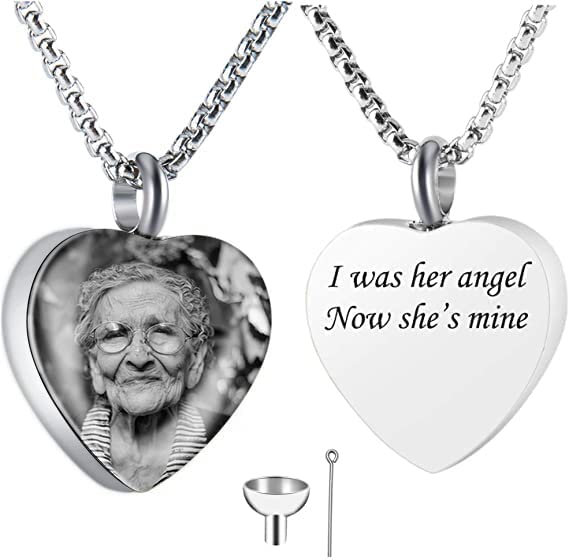 Personalized Custom Engraving Photo & Text Cremation Jewelry Urn Necklace for Ashes Keepsake Memorial Pendant