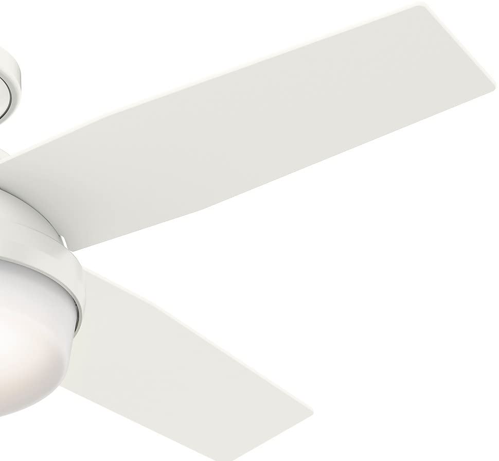 Hunter Fan Dempsey Low Profile Indoor Ceiling Fan with LED Light and Remote Control, Metal, Fresh White, 44 Inch