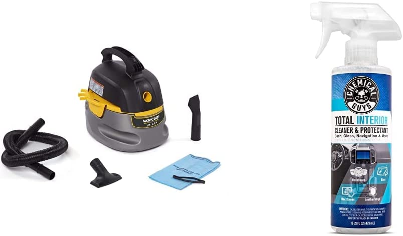 Wet/Dry Vacs Vacuum WS0255VA Compact, Portable Wet/Dry Vacuum Cleaner, 2.5-Gallon Small Shop Vacuum Cleaner, 1.75 Peak HP Portable Vacuum, Gray