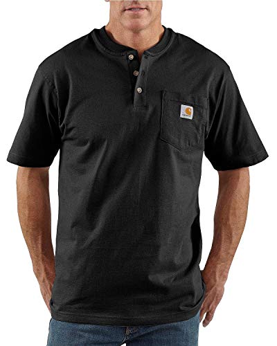 Men's Loose Fit Heavyweight Short-Sleeve Pocket Henley T-Shirt
