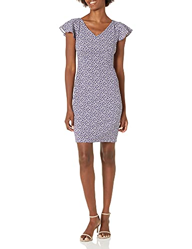 Women's Flutter Sleeve Double V Neck Sheath Dress