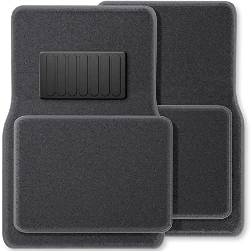 4pc Full Set Carpet Floor Mats, Universal Fit Mat for Car, SUV, Van Trucks - Front Rear, Driver Passenger Seat Beige