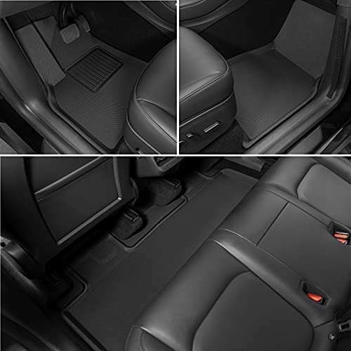 Floor Mats for Tesla Model Y 2021 2022 Accessories Custom Fit TPE Car Floor Liners Cargo Tray Trunk Waterproof Floor Mats Black Snowproof(1st & 2nd Row, Black)
