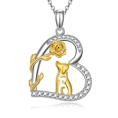 925 Sterling Silver Dog Mom Pendant Necklace Lovely Animal love Heart Necklace Dog Lover Memorial Gifts for Women Mom Wife Daughter Cable Chain 18"-20'' Inches