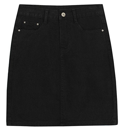 chouyatou Women's Basic Five-Pocket Rugged Wear Denim Pencil Skirt with Slit