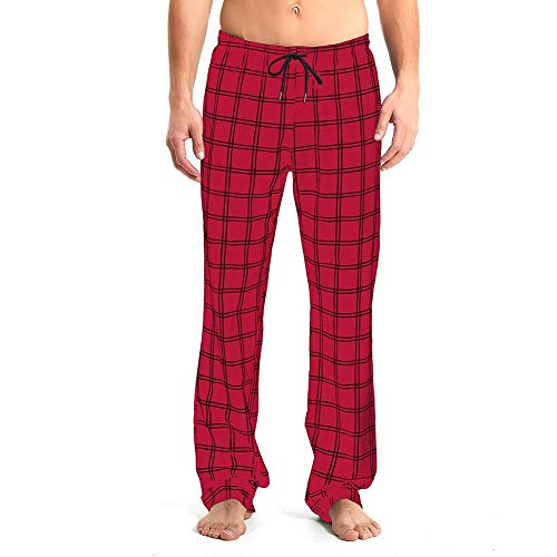 Mens Tall Pajama Pants 34/36/38 Long Inseam Plaid Lounge Pants Sleepwear Pajama Bottoms 100% Cotton