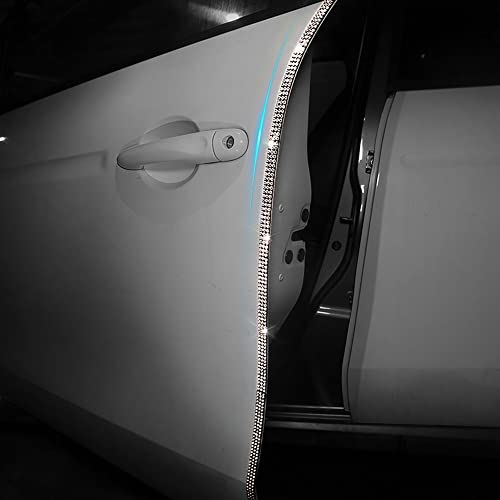 Door Edge Anti-Scratch Sticker Door Crash Bumper Crystal Bling Protection Tape Rubber Strip Sticker,Car Door Protector,Car Door Guard,Car Door Protection,90cm/35.4" Each One,4Pack/Set,White