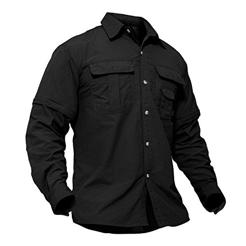 Men's Breathable Quick Dry UV Protection Solid Convertible Long Sleeve Shirt