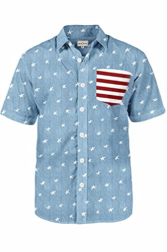 Patriotic Shirts for Men - 4th of July Men’s Short Sleeve Button Down Shirts