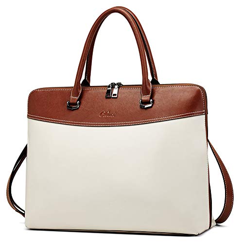 Leather Briefcase for Women 15.6 Inch Laptop Business Vintage Slim Ladies Shoulder Bag