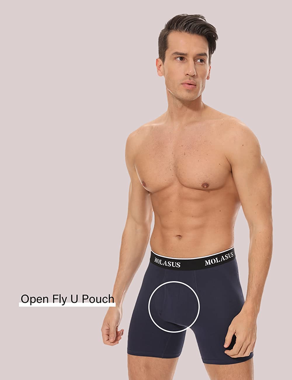 Mens Boxer Briefs Soft Cotton Open Fly Tagless Underwear Pack of 5