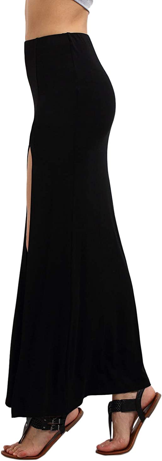 Women's Solid Color High Waist Side Split Maxi Skirt