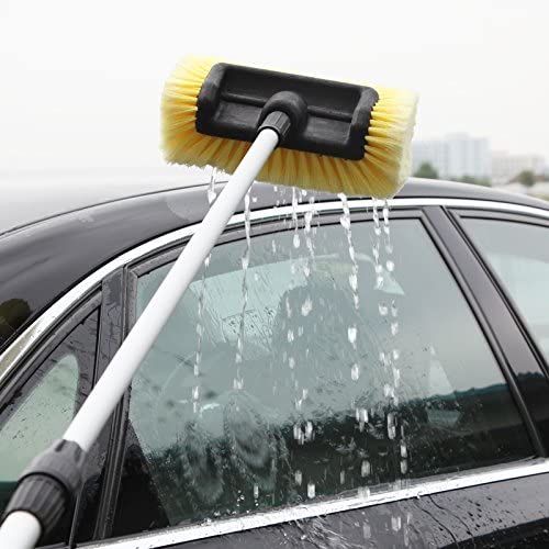 10" Car Wash Brush with Soft Bristle for Auto RV Truck Boat Camper Exterior Washing Cleaning, Yellow