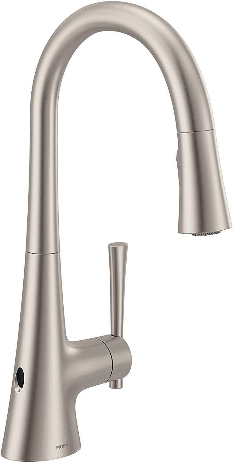 Moen 9126EVSRS Kurv Smart Touchless Pull Down Sprayer Kitchen Faucet with Voice Control and Power Boost, Spot Resist Stainless