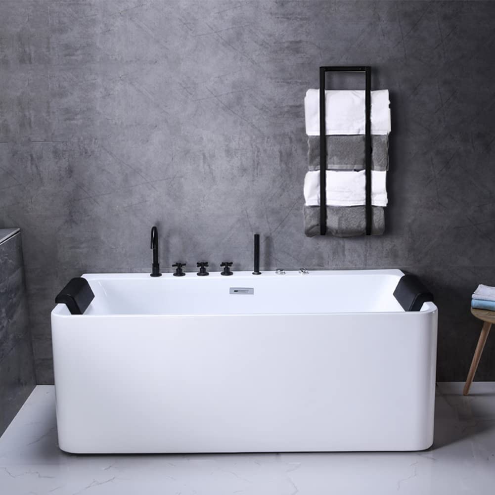 Towel Racks for Bathroom, Wall Mounted Bath Towel Holder, Drilling & Adhesive No Drilling Stainless Steel Bathroom Organization Towel Shelf Holder for Washcloths Hand or Bath Towels, Black
