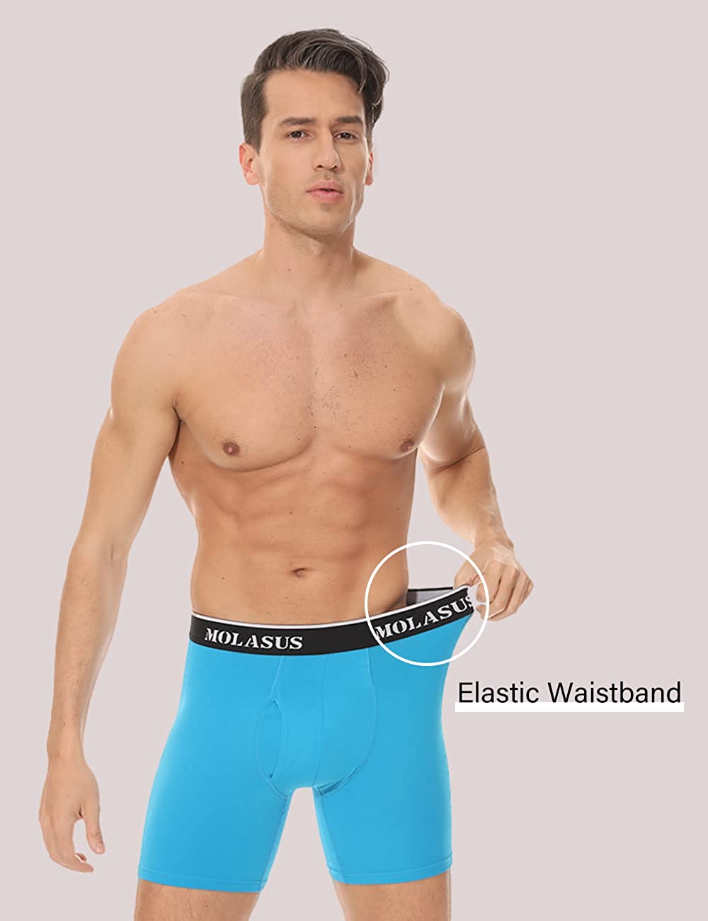 Mens Boxer Briefs Soft Cotton Open Fly Tagless Underwear Pack of 5