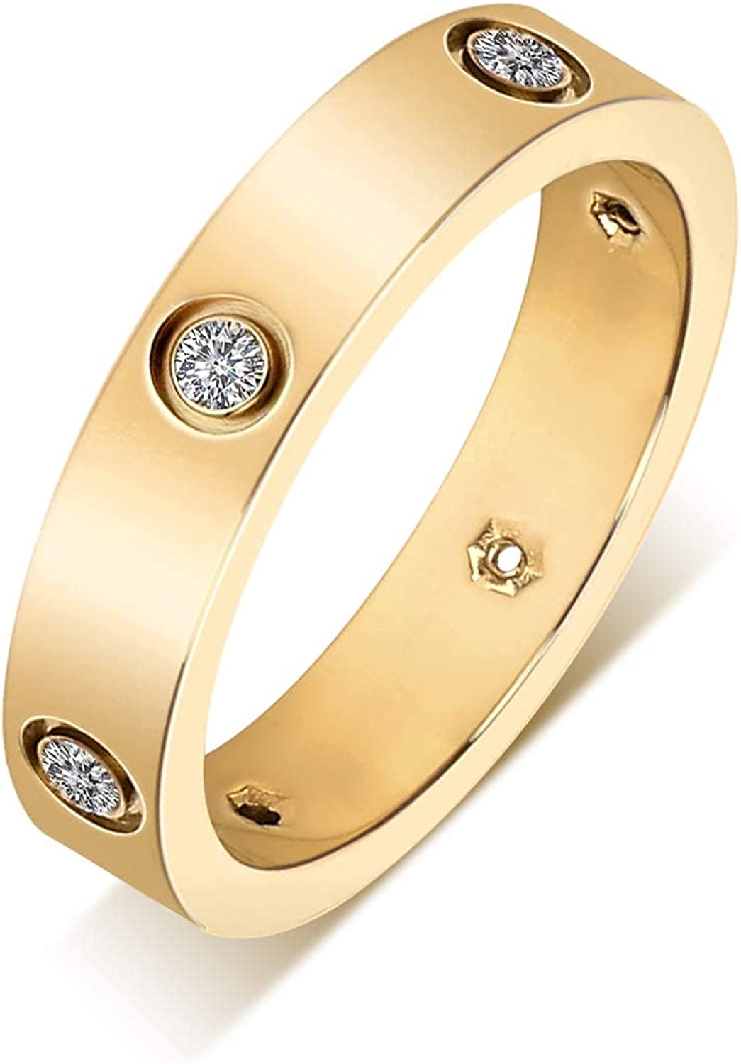 Fashion Classic 18K Gold Plated Titanium Steel Women Stacking Ring Best Gifts Couples Valentine's Day