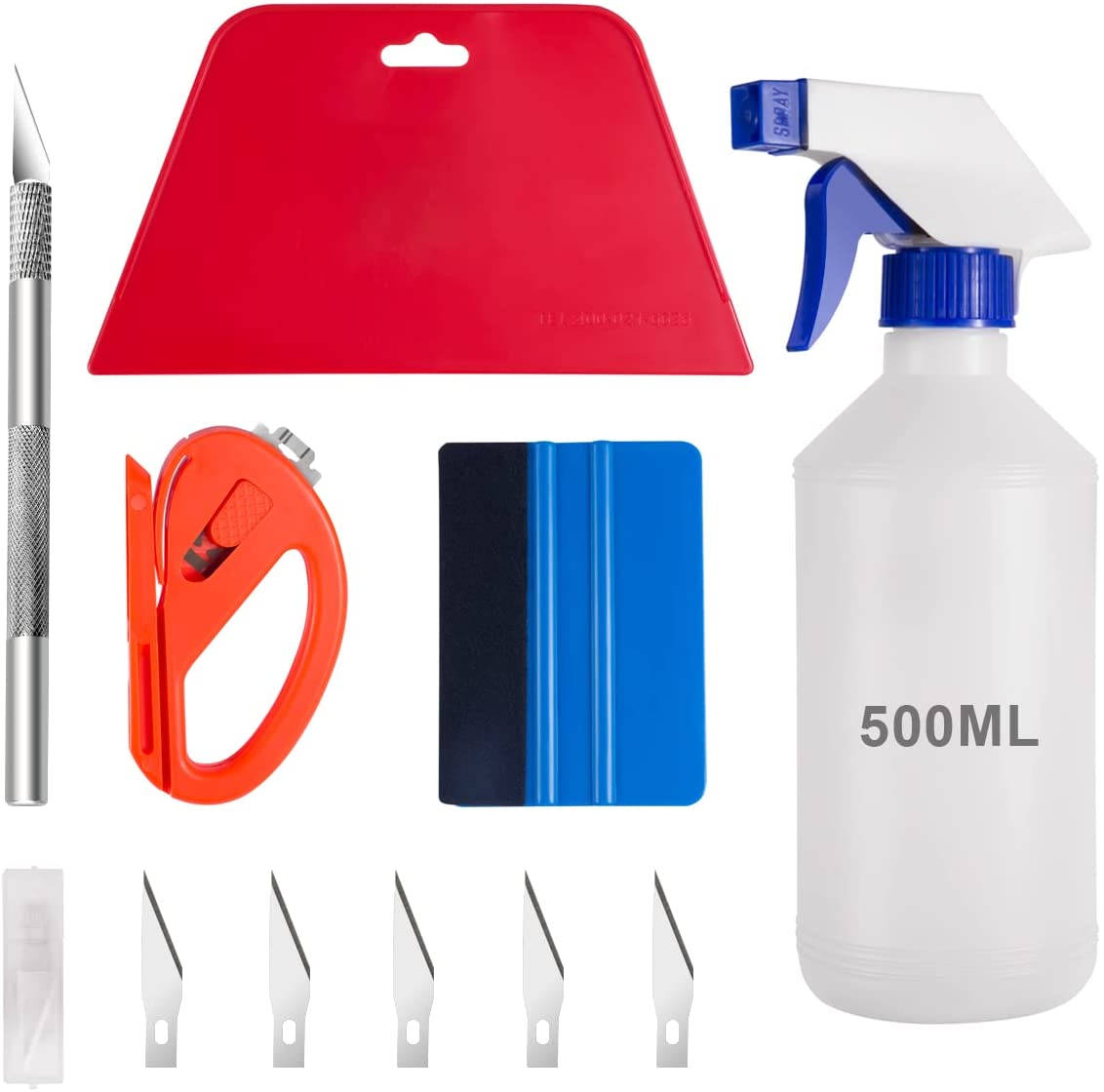 Car Window Tint Application Tools Kit, 9 Pcs Vehicle Glass Protective Film Installing Tool Car Window Film Squeegee Automotive Film Scrapers Window Tint Tools