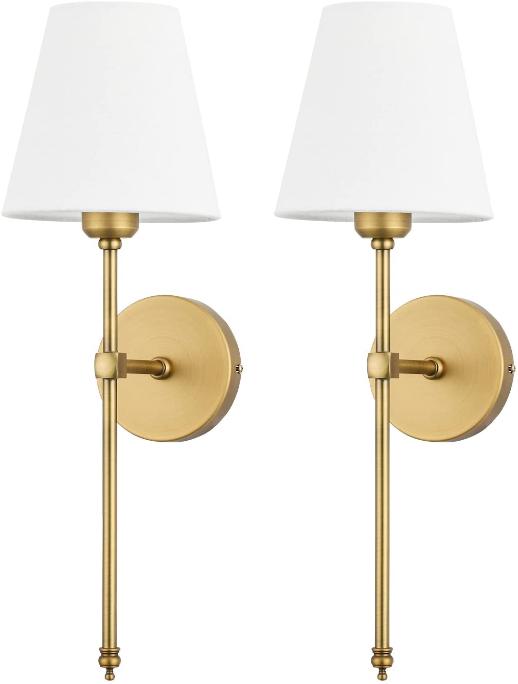 Bsmathom Wall Sconces Sets of 2, Rustic Industrial Wall Lamps, Column Stand Sconces Wall Lighting, Bathroom Vanity Light Fixture with Fabric Shade for Bedroom Living Room Kitchen, Black