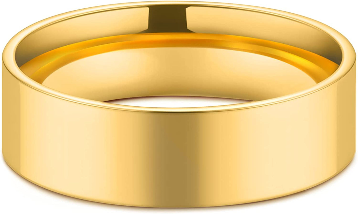 Daisy Bloom 18k Gold Plated 6mm Daily Stacker Band Ring High Polished Minimalist Statement Band Ring