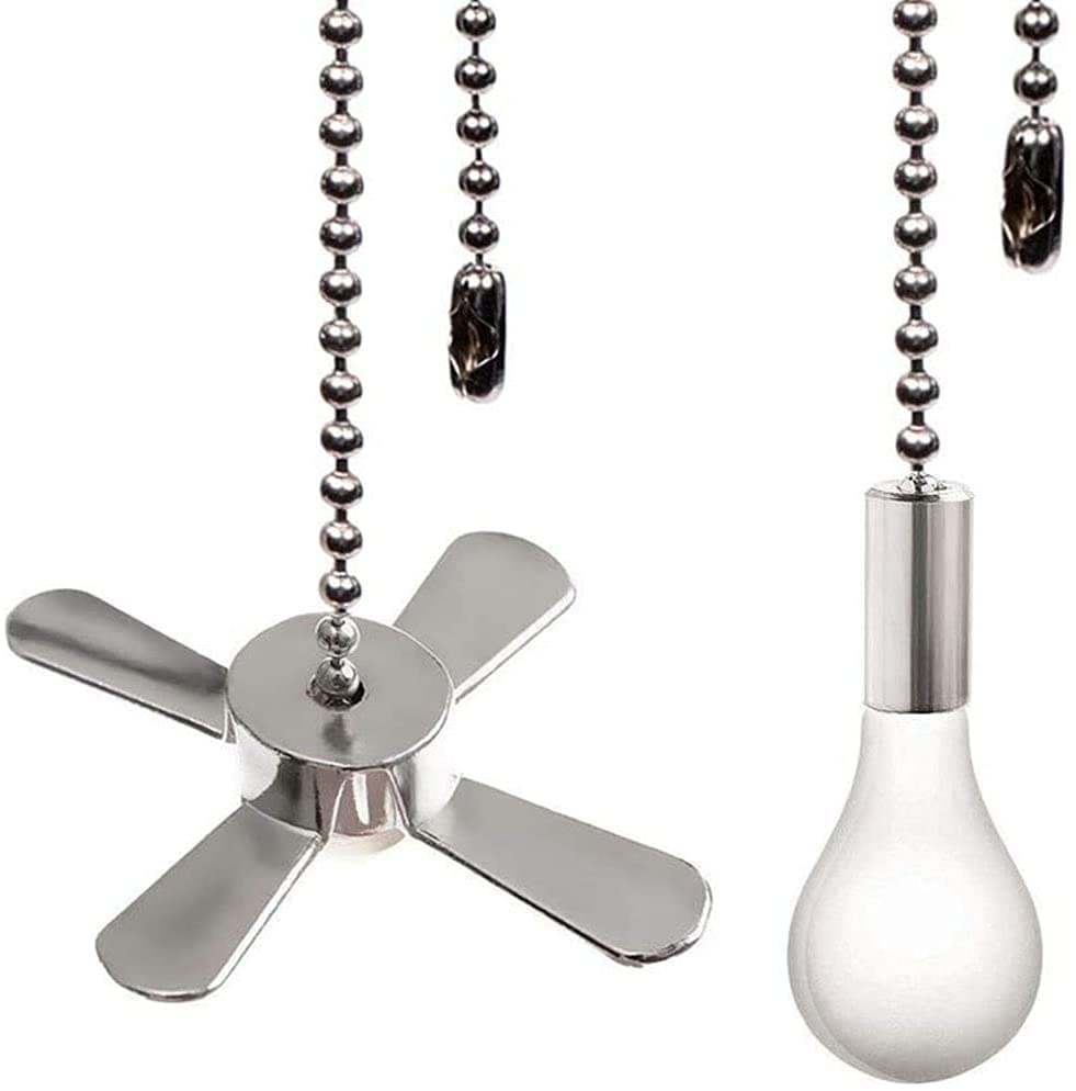 Ceiling Fan Pull Chain Ornaments Extension Chains with Decorative Light Bulb and Fan Cord 13.6 Inches Fan Pull Chain Set for Ceiling Light Lamp Fan Chain (Gold)