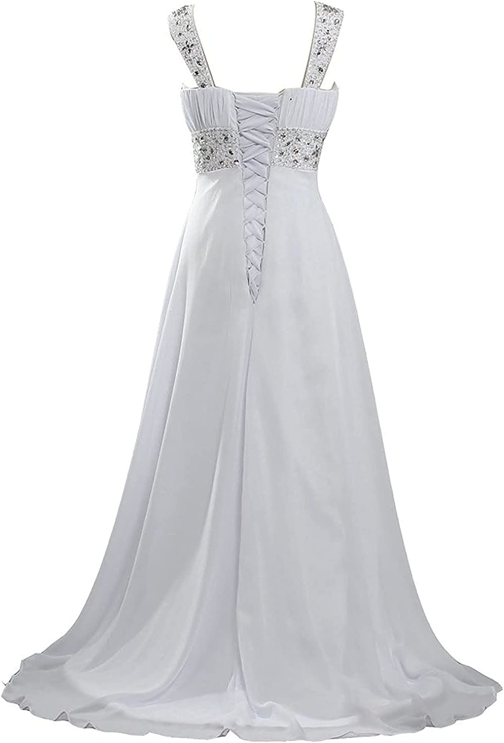 Women's Lace Chiffon Beach Wedding Dresses for Bride 2022 with Sleeves Long Bridal Gown