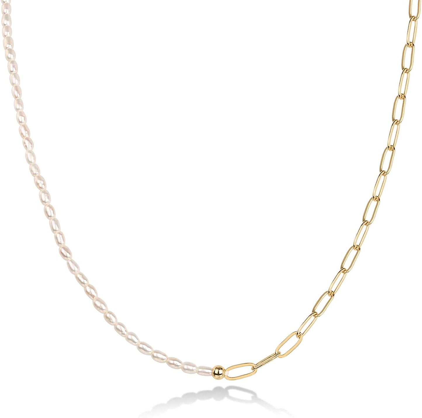 14K Gold Plated Freshwater Pearl Necklace for Women