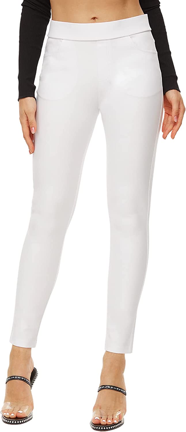 Dress Pants for Women Business Casual Stretch Pull On Work Office Dressy Leggings Skinny Trousers with Pockets