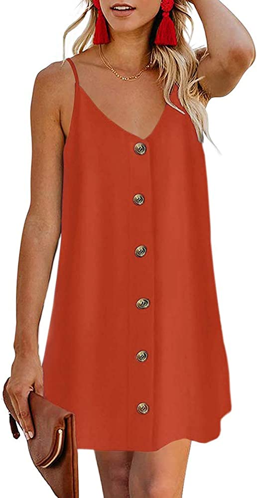 Womens Polka Dot V Neck Button Down Ruffles Loose Mini Short T-Shirt Dress