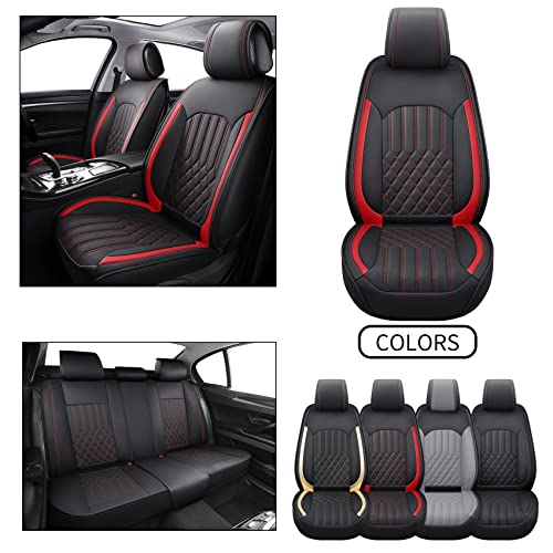 Automotive Seat Covers Universal Fit for Most Cars, Truck SUV Van Murano Forester Rogue Passat Fusion Clarity, Waterproof Non-Slip Faux Leather, 2PCS Front, Black-Gold